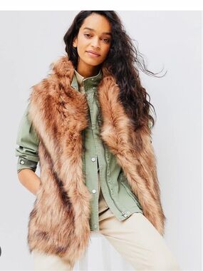 Unreal Fur Brown Faux Fur vest with Soft Tan Highlights